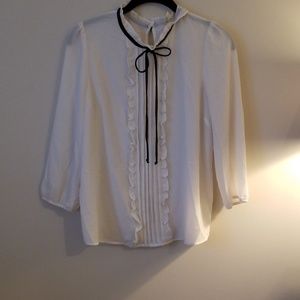 Ruffled collared bow neck shirt